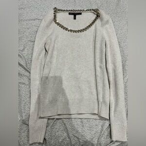 White House Black Market Chain Detail Ribbed Sweatshirt.